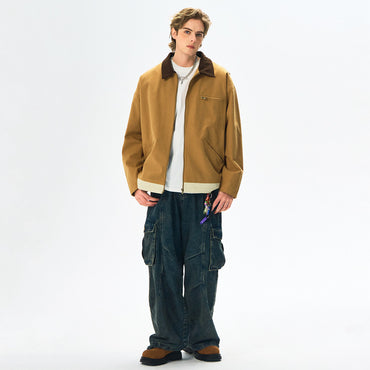 Washed Polo Collar Jacket