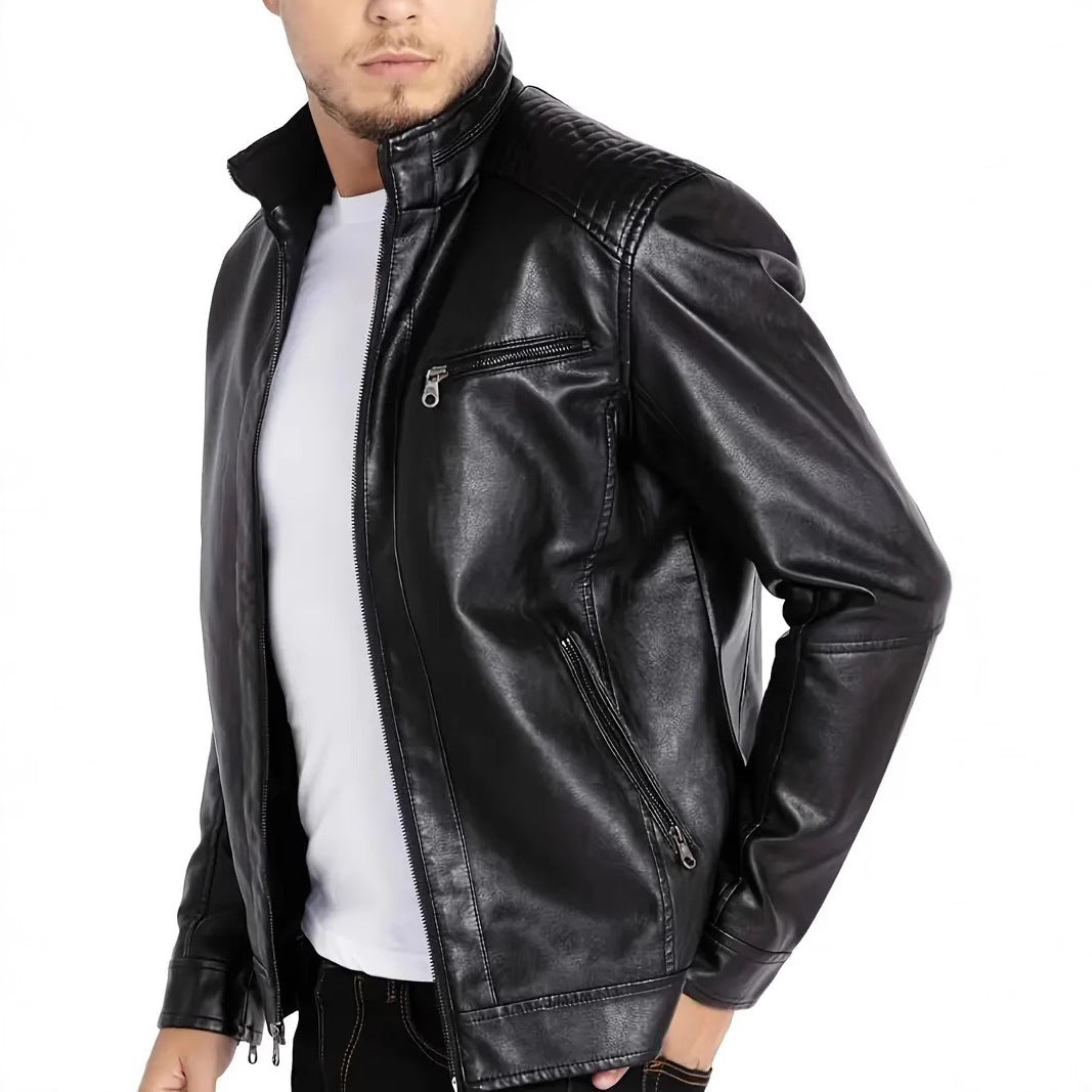Stand Collar Punk Leather Jacket