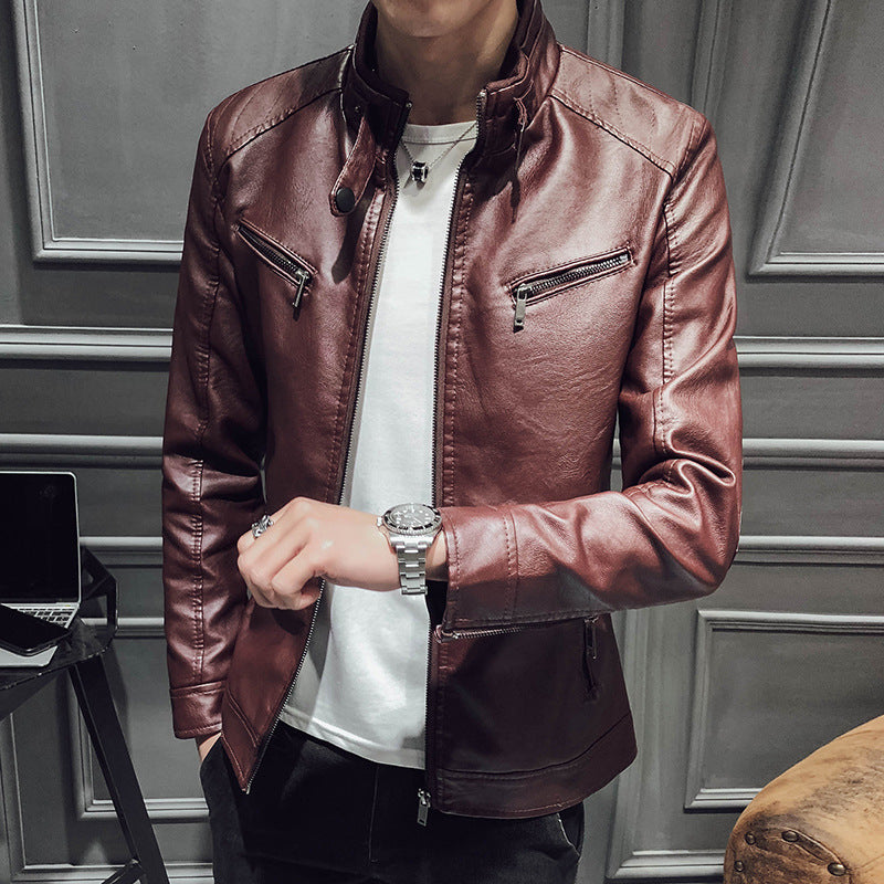 Leather zipper cardigan