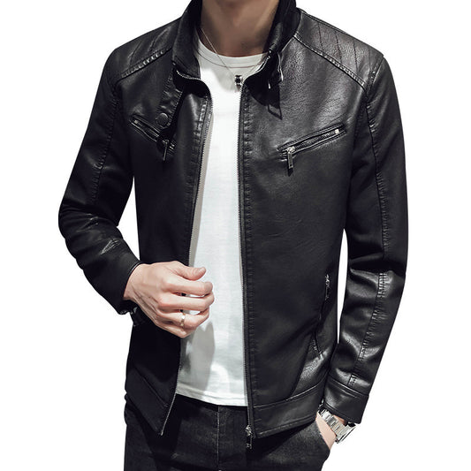 Leather zipper cardigan