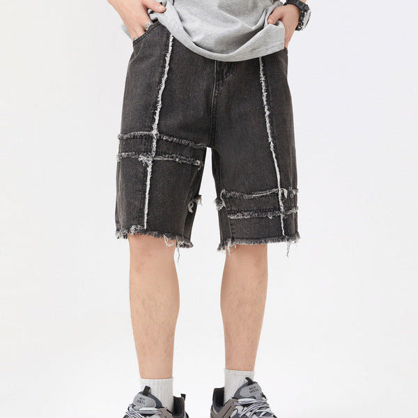 Stitching Denim Shorts
