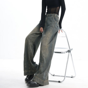 Vintage Washed Wide-leg Jeans