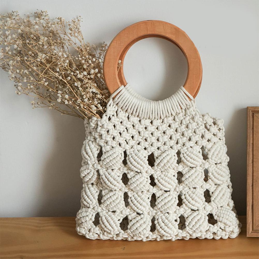 Cotton rope straw women bag
