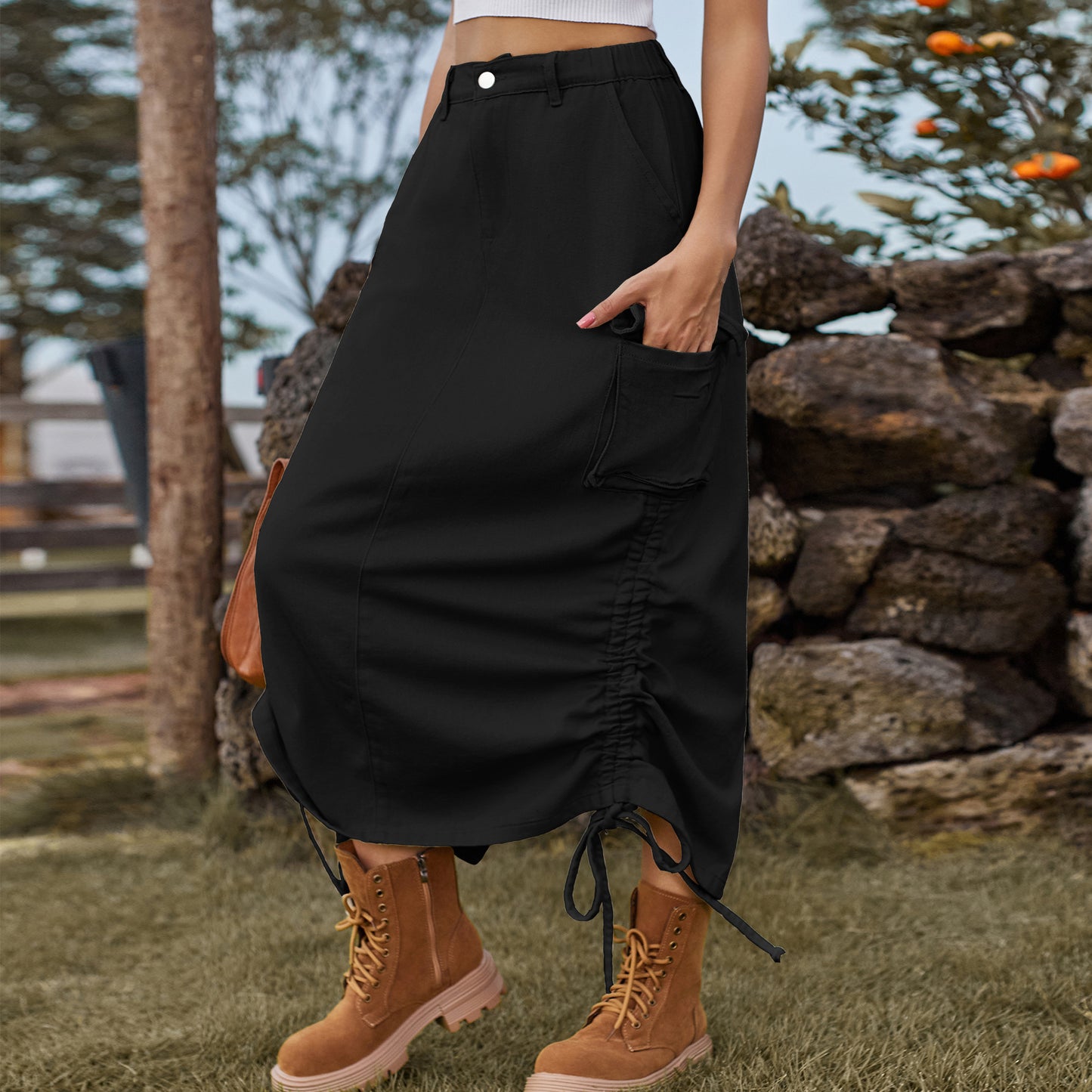 American-style Denim Midi Skirt