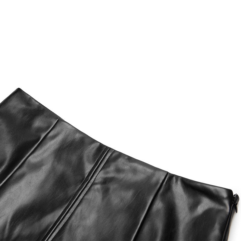 Russian Leather Midi Skirt