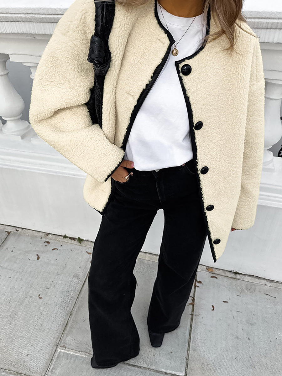 Beige Lambswool Baggy Coat