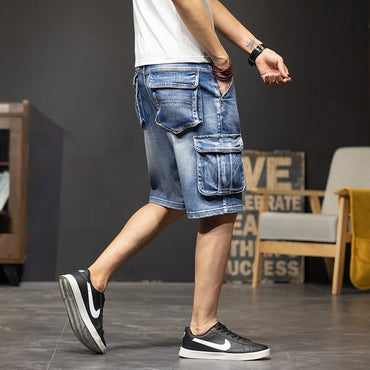 Multi-Pocket Workwear Denim Shorts