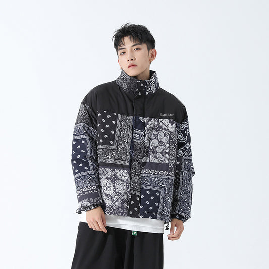 Patchwork Graphic Puffer Jacket