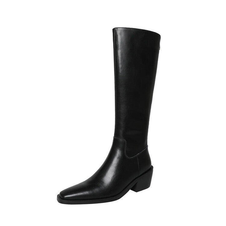 Square Toe Mid-heel Back Zipper