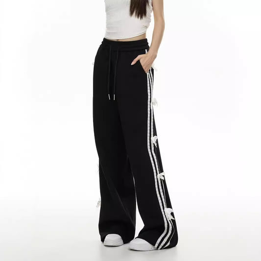Side-Stripe Wide-Leg Sweatpants