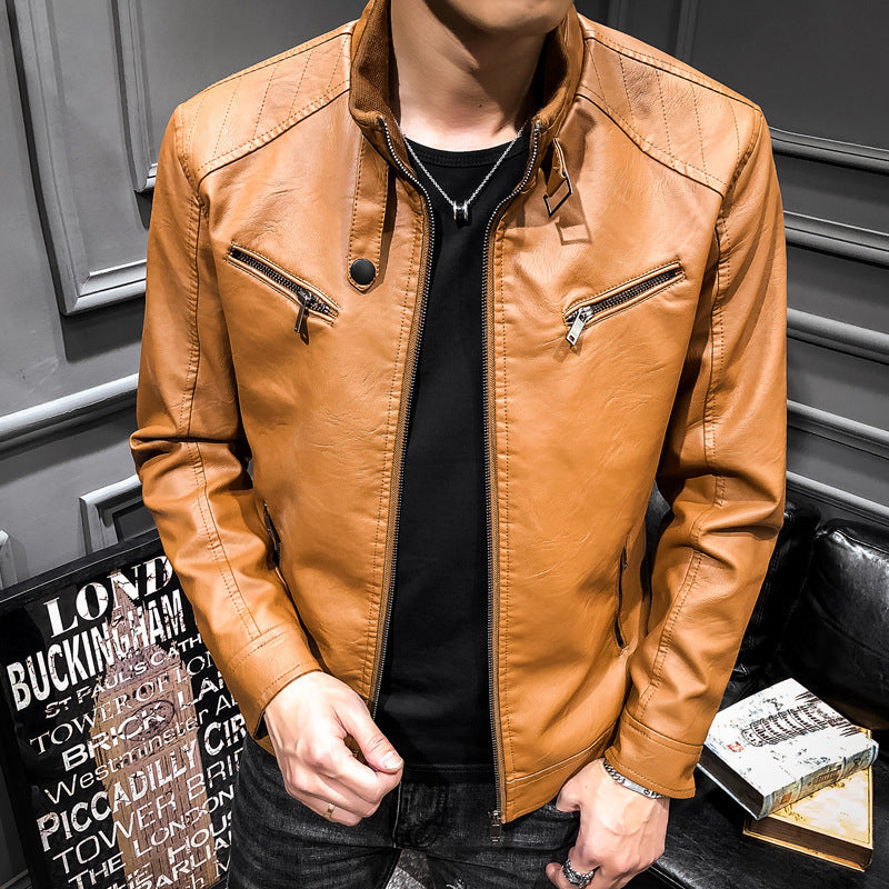 Leather zipper cardigan