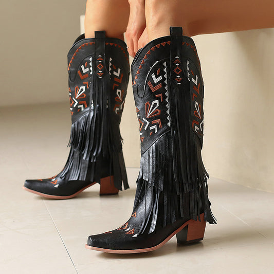 High Heel Tassel Boots