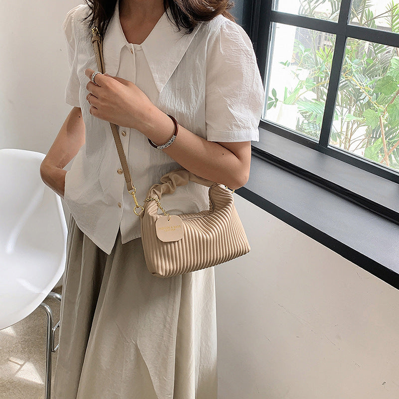 PU Leather Pleated Tote Bag