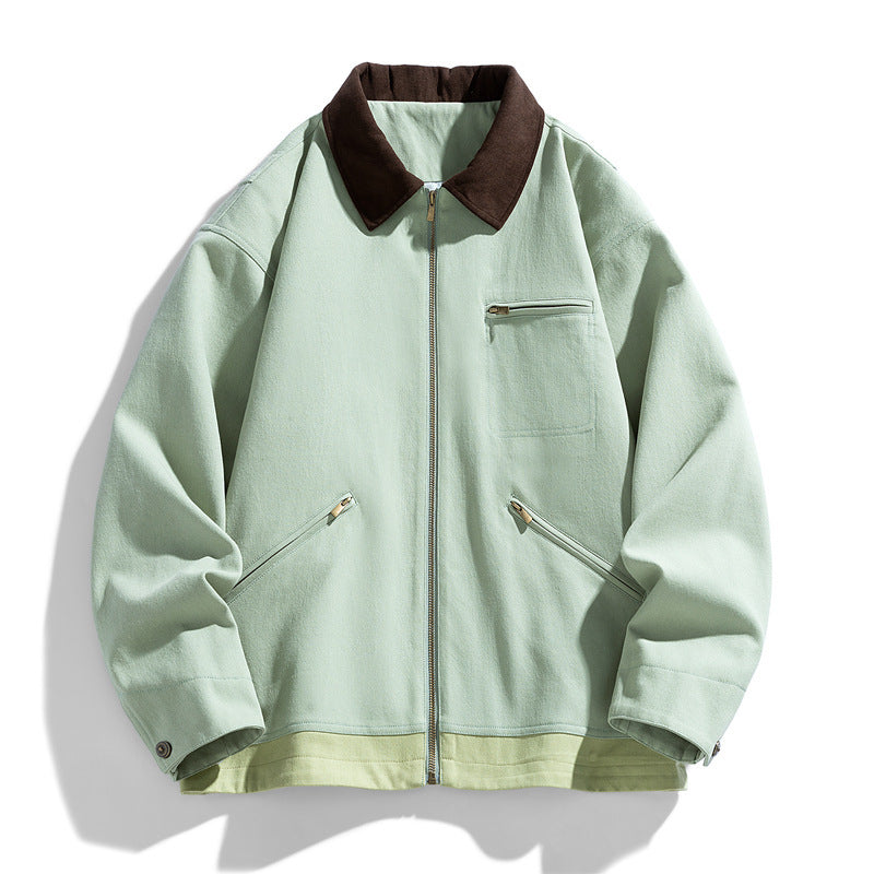 Washed Polo Collar Jacket