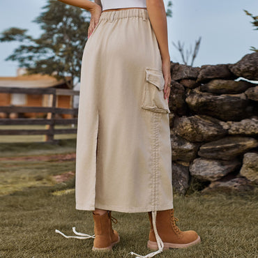 American-style Denim Midi Skirt