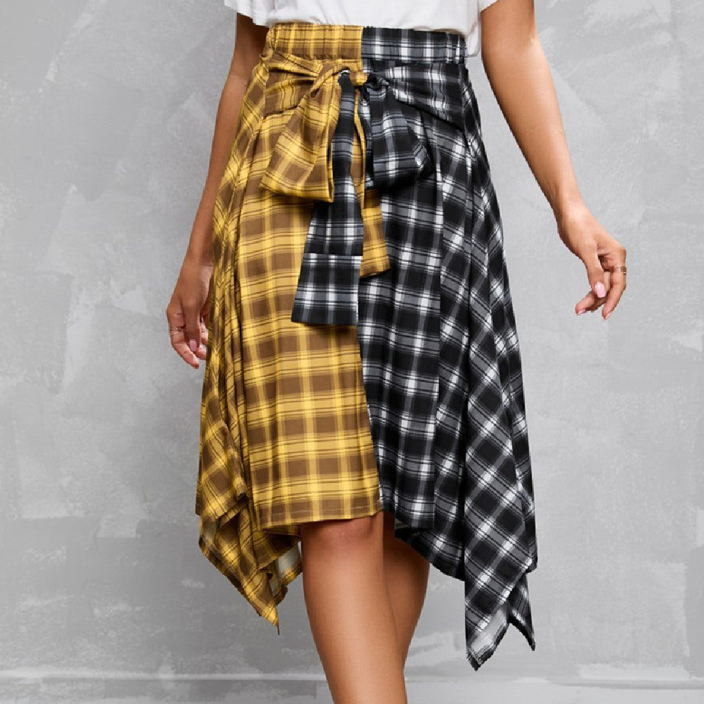 Irregular Lace-Up Midi Skirt