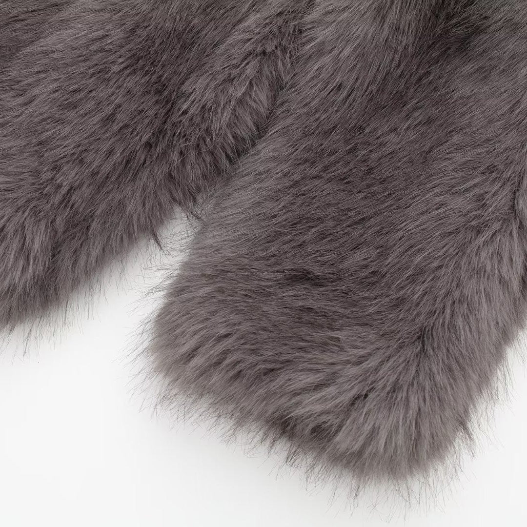 Crew Neck Furry Coat