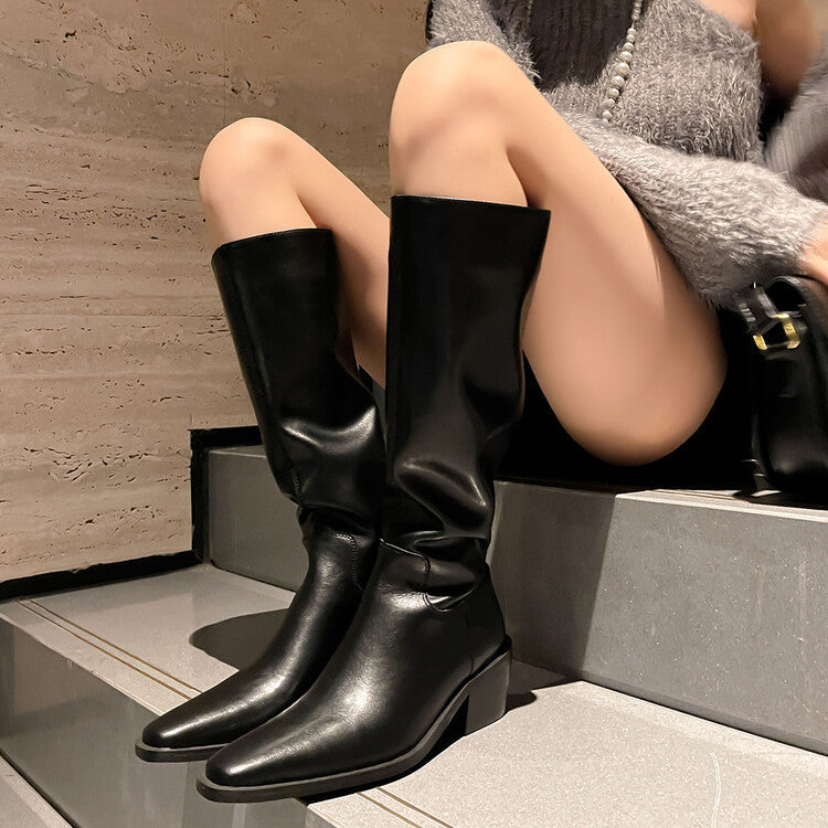 Square Toe Mid-heel Back Zipper