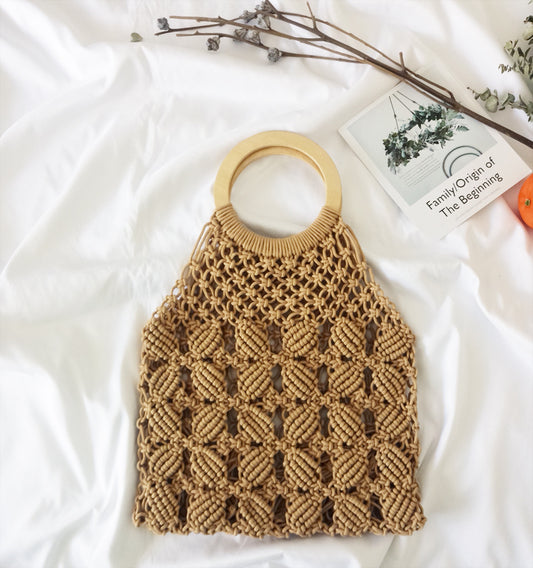 Cotton rope straw women bag