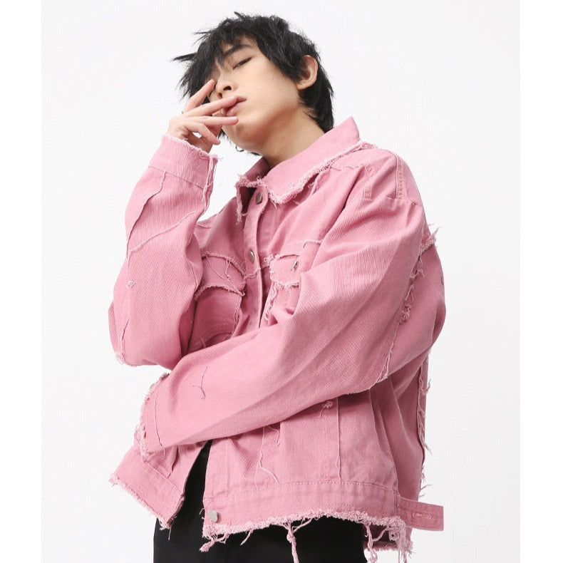 Retro Distressed Tassel Denim Jacket