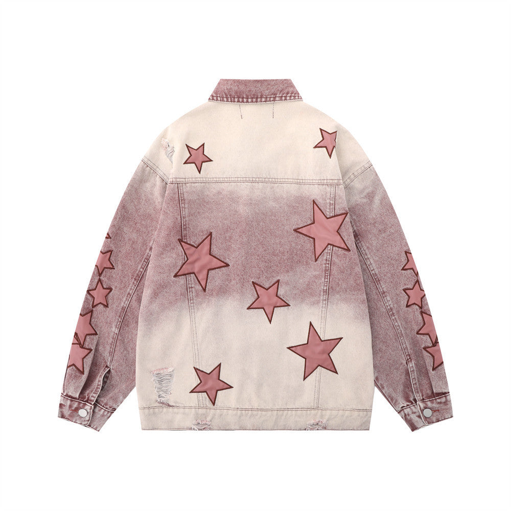 Five-Star Embroidery Denim Jacket