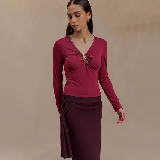 Slim V-Neck Stretch Top