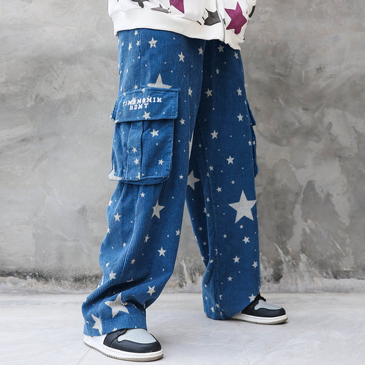 Star Print Corduroy Pants