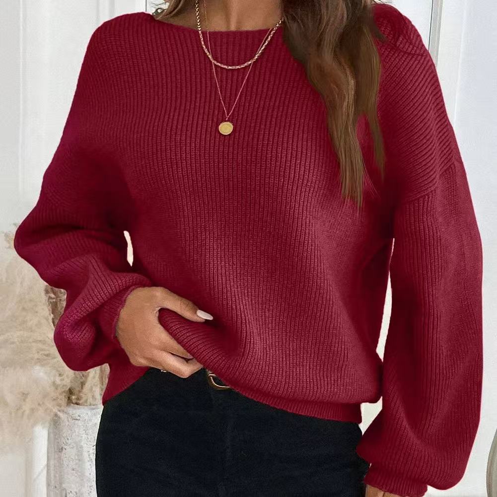 Backless Bow Drop-shoulder Sweater