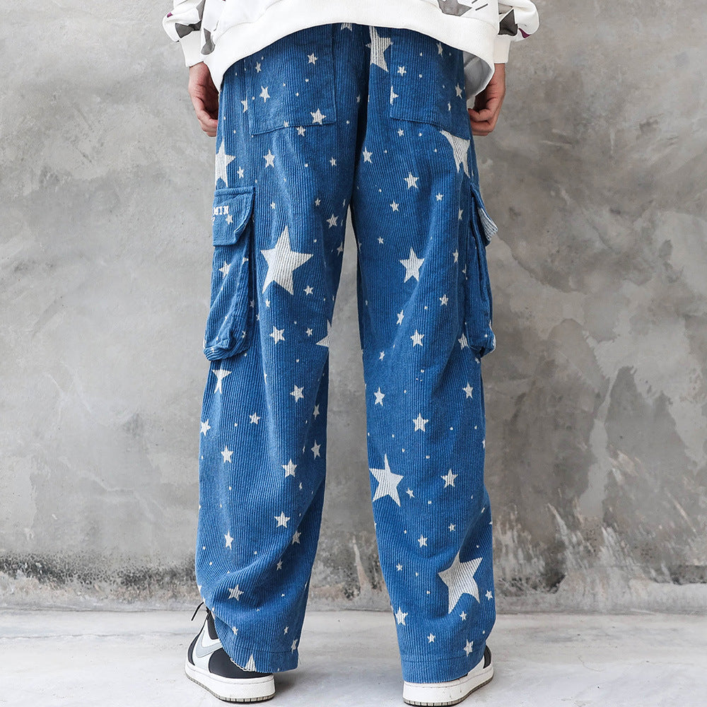 Star Full Print Corduroy Pants