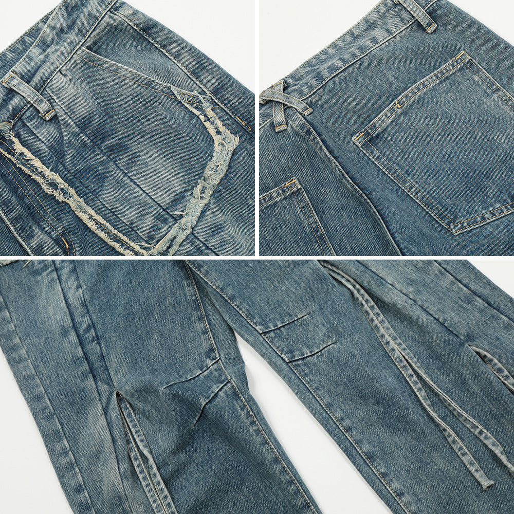 Drawstring Ruffle Design Denim