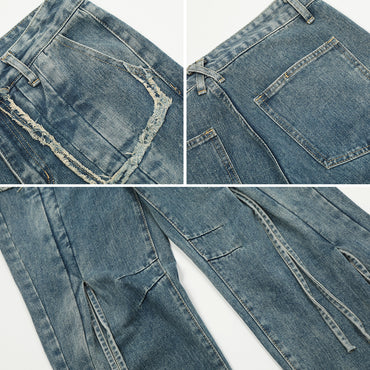 Drawstring Ruffle Design Denim