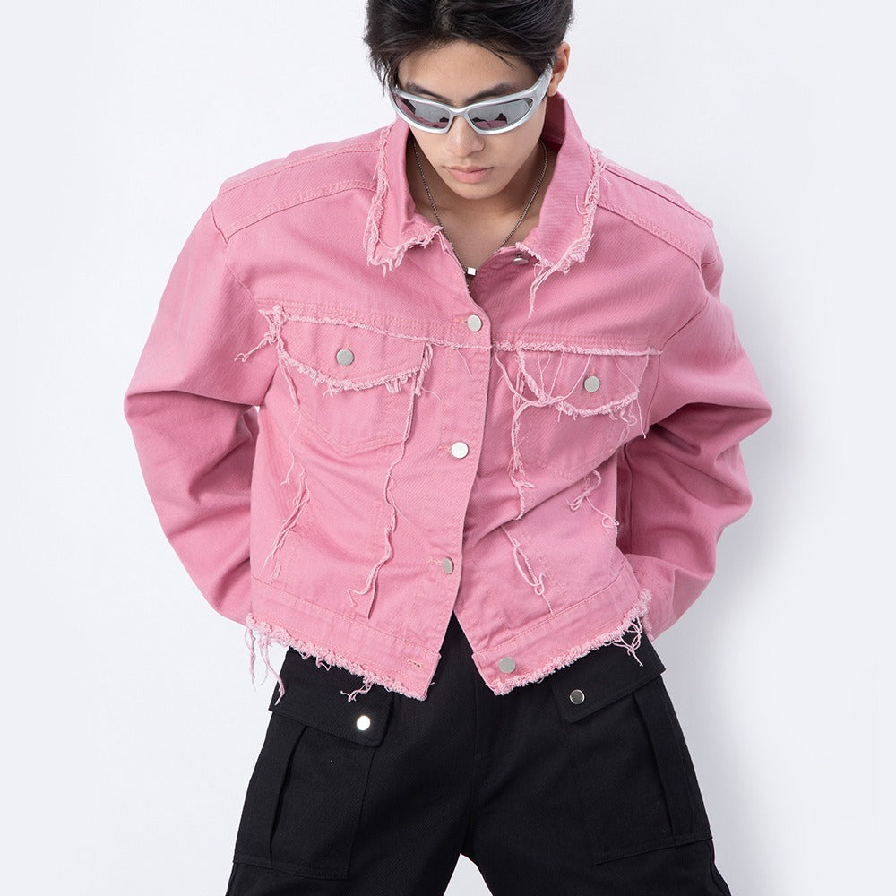 Retro Distressed Tassel Denim Jacket