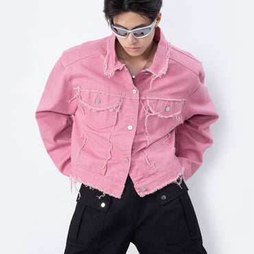Retro Distressed Tassel Denim Jacket