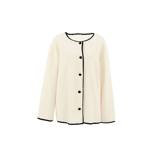 Beige Lambswool Baggy Coat