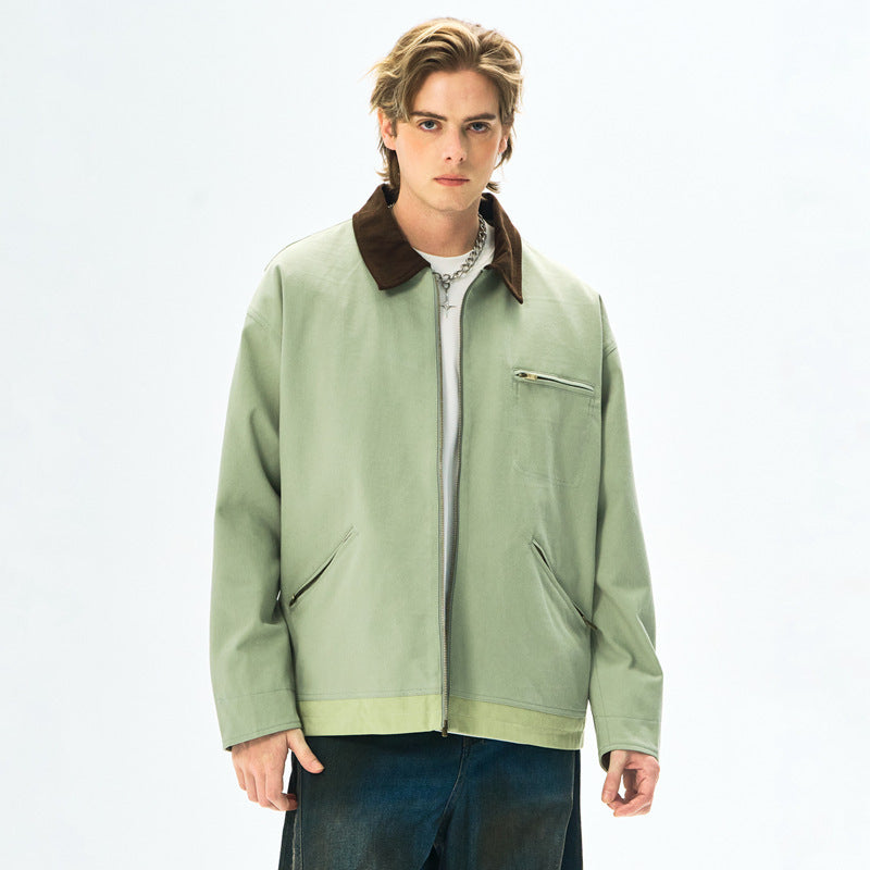 Washed Polo Collar Jacket