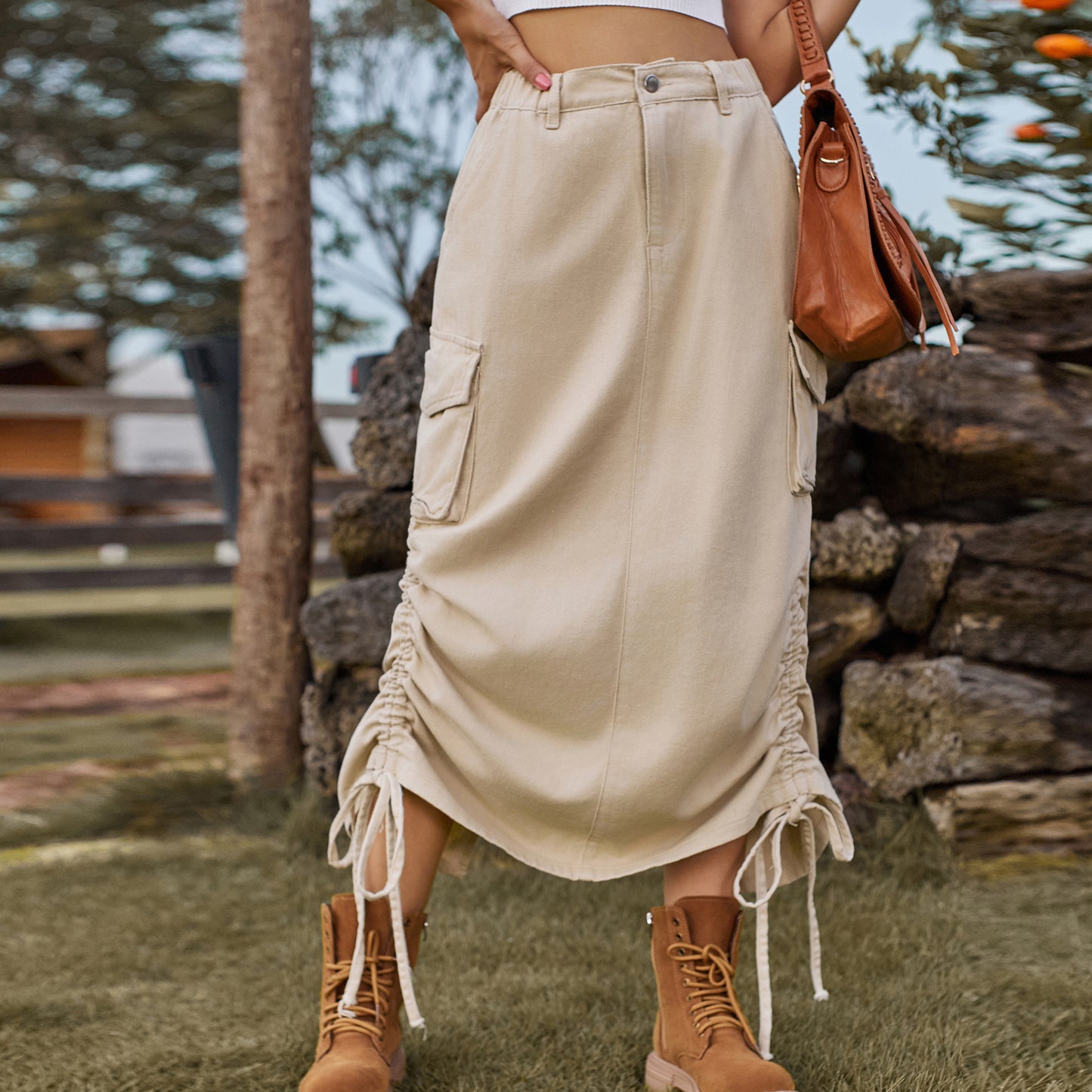 American-style Denim Midi Skirt