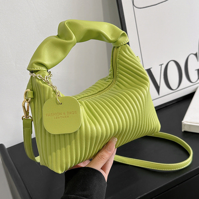 PU Leather Pleated Tote Bag