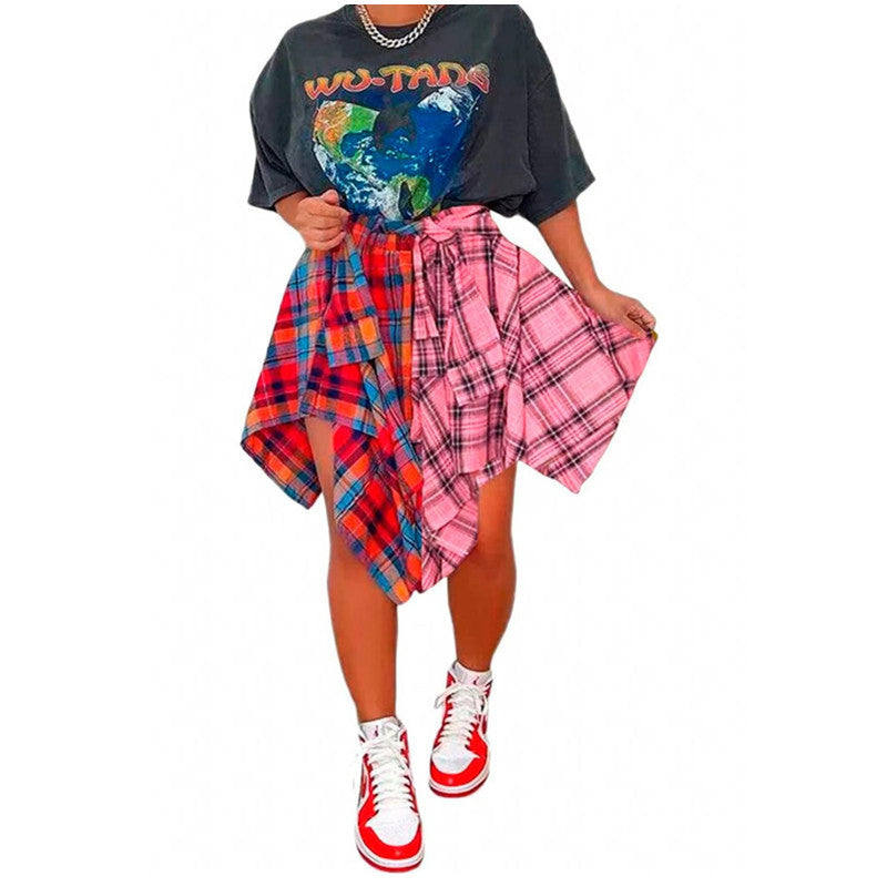 Irregular Lace-Up Midi Skirt