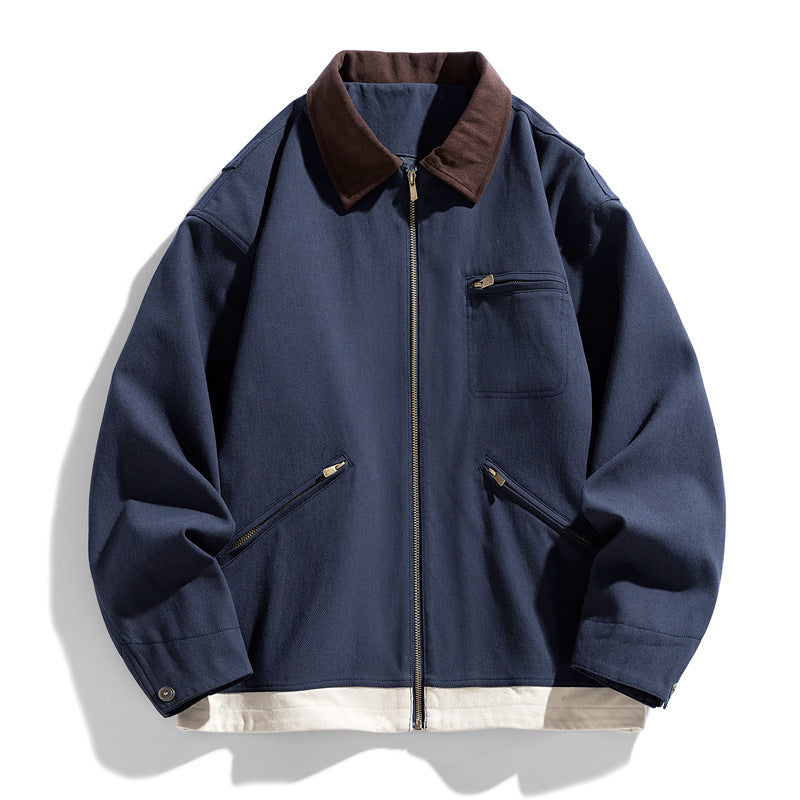 Washed Polo Collar Jacket