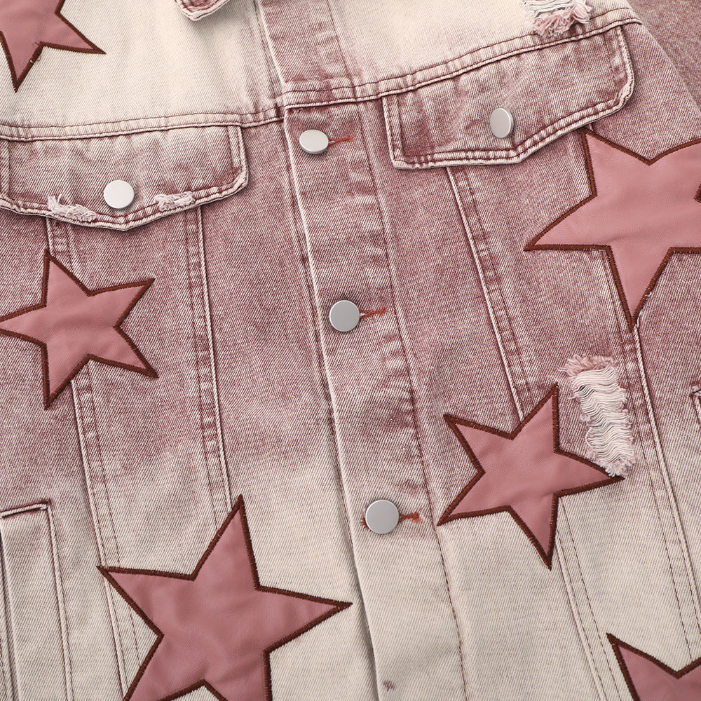 Five-Star Embroidery Denim Jacket