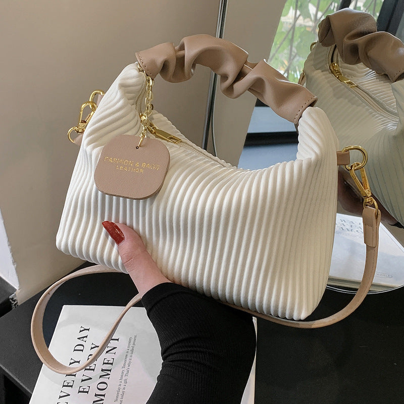 PU Leather Pleated Tote Bag