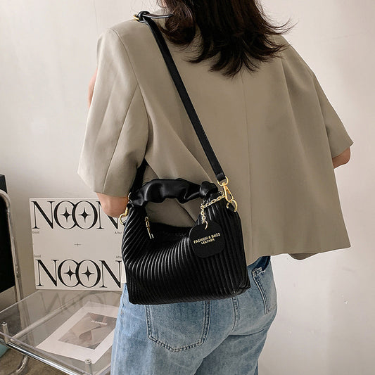 PU Leather Pleated Tote Bag