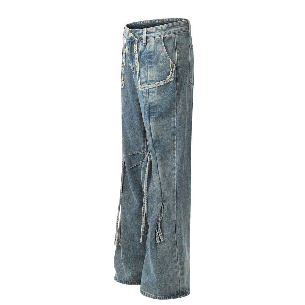 Drawstring Ruffle Design Denim