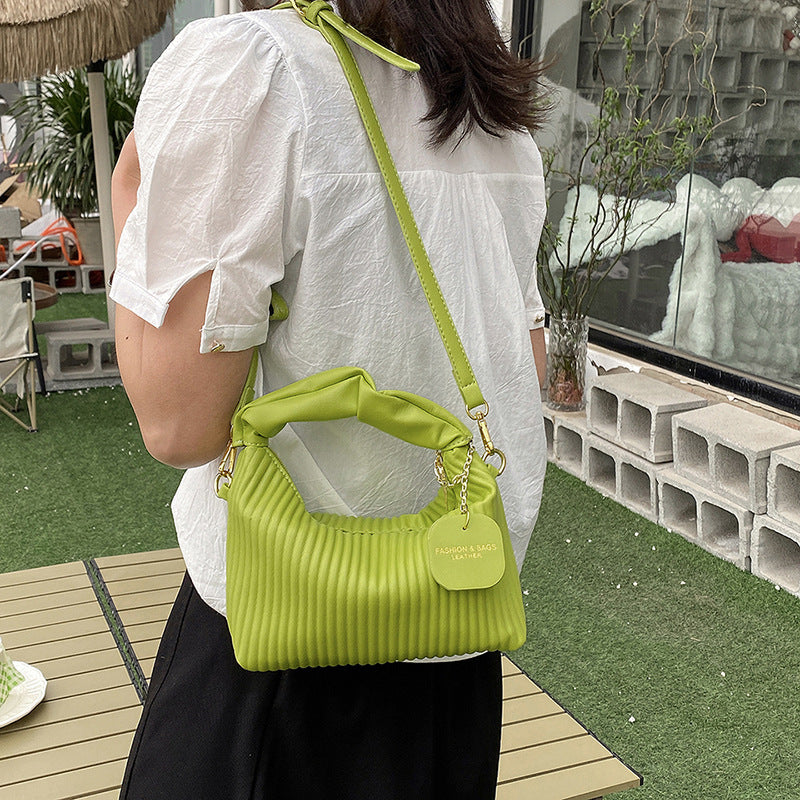 PU Leather Pleated Tote Bag