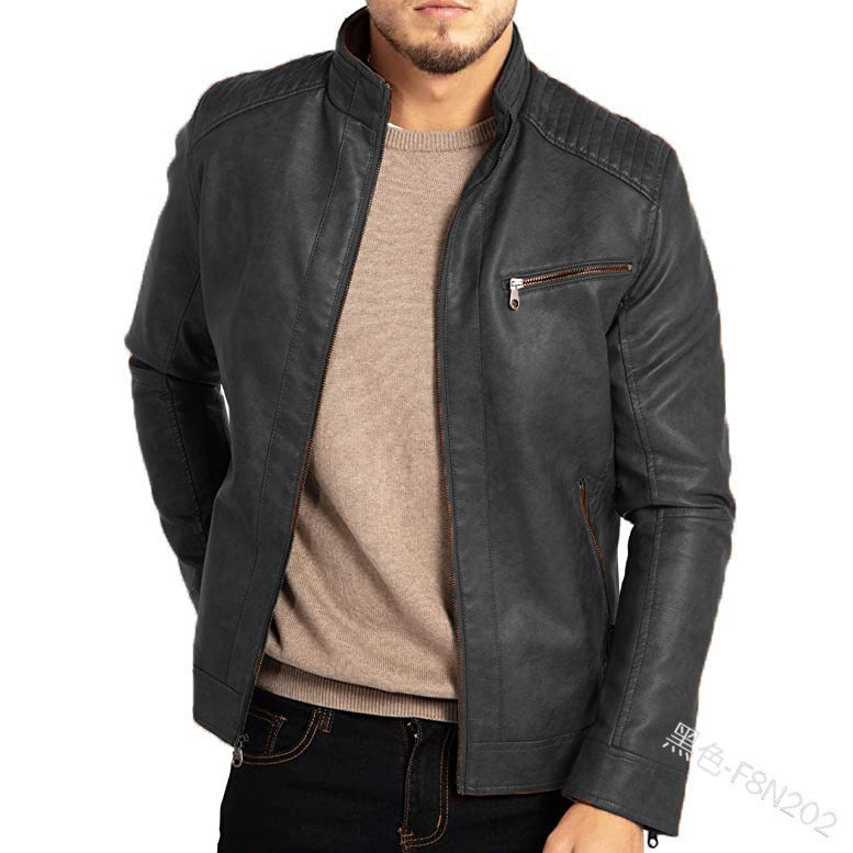 Stand Collar Punk Leather Jacket