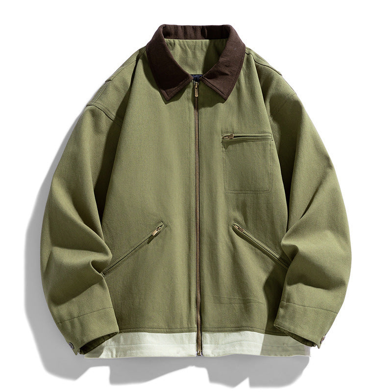 Washed Polo Collar Jacket