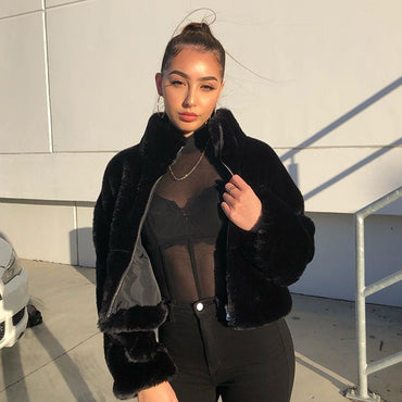 Wool turtleneck loose zipper jackets
