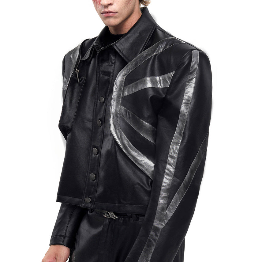 Black Dirty Leather Jacket