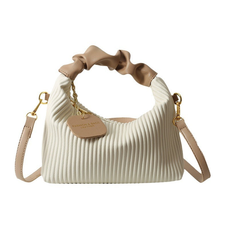 PU Leather Pleated Tote Bag