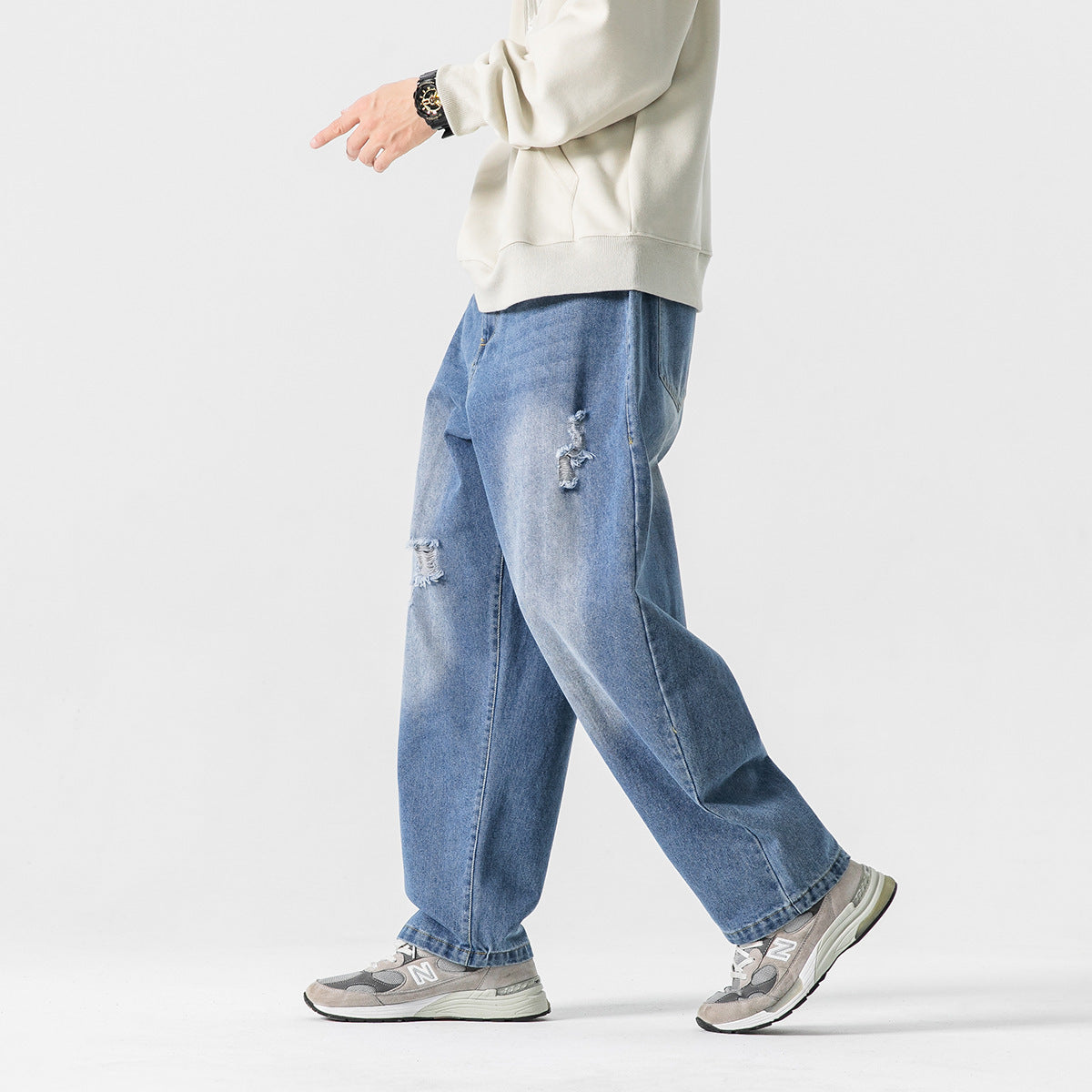 Retro White Ripped Denim